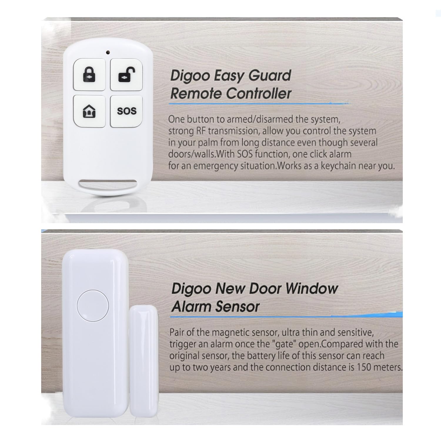 Sistema di sicurezza domestica, sistema di allarme wireless con sensore di movimento, sensore porta/finestra e telecomando, funziona con Smart Life, Tuya App e Alexa (set di sicurezza per la casa)
