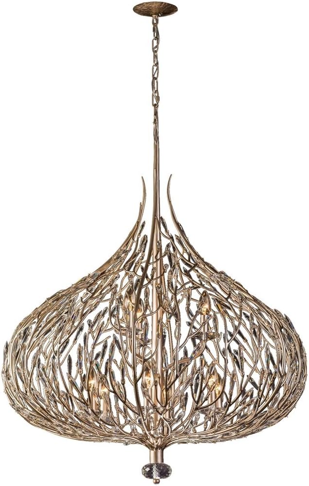 Varaluz Bask 9-Light Pendant - Gold Dust Finish with Clear Premium Crystal Accents