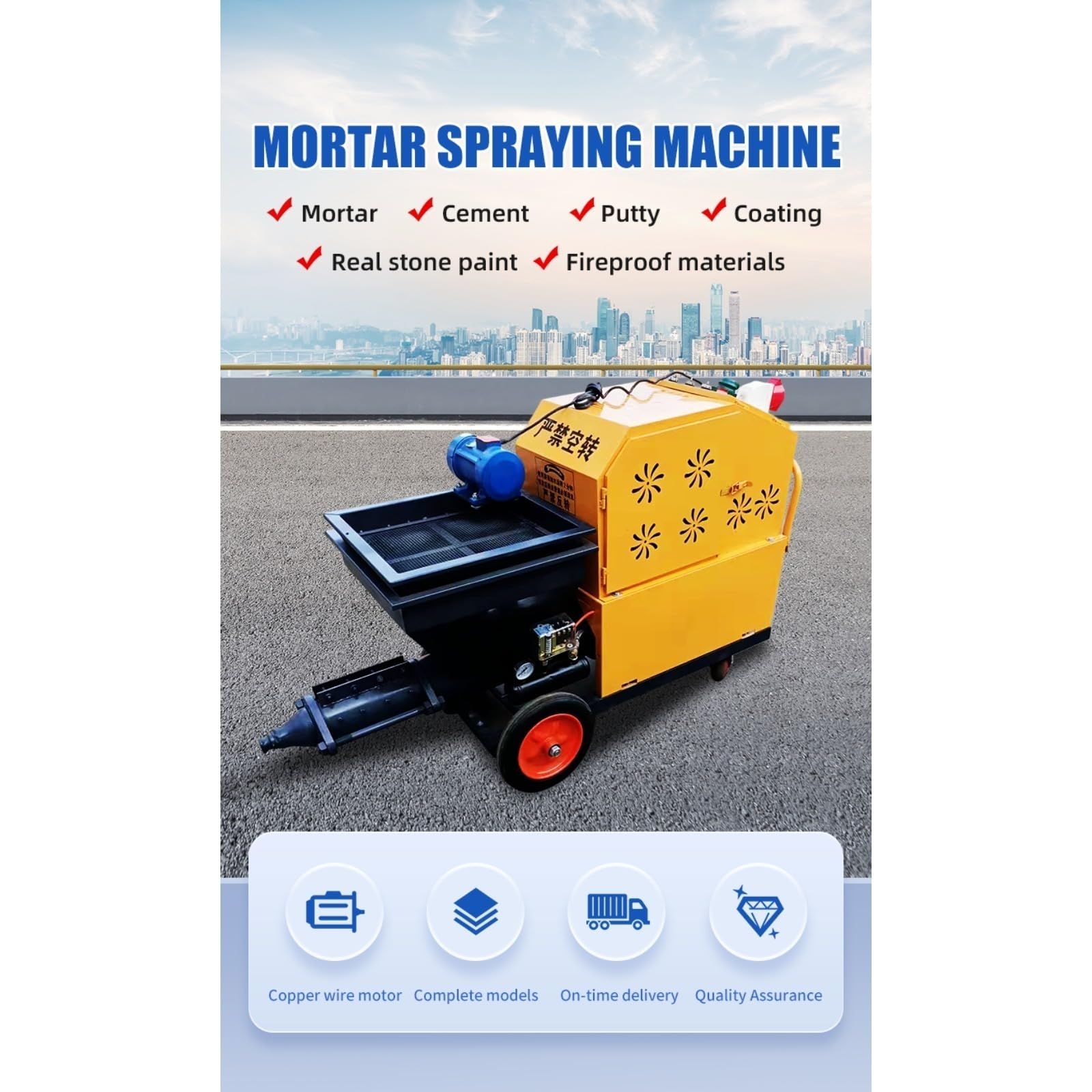Máquina pulverizadora de cemento de mortero, 25 m, bomba de mezcla de arena, sistema de acabado de pared, equipo de renderizado, aplicación de estuco eléctrico, unidad de construcción