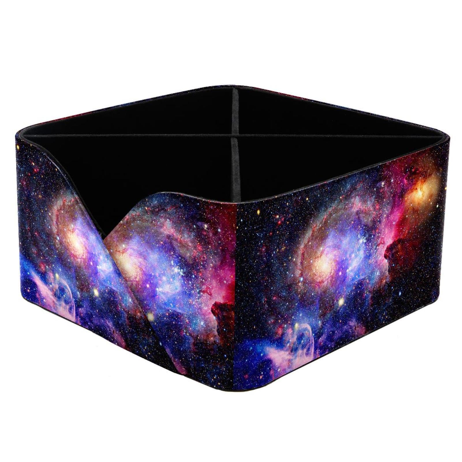 KengjuTesu Abstract Space Galaxy and Nebula Desktop Organizer Pen Holder, Rectangular Pencil Cup for Office, Study and Makeup Stations