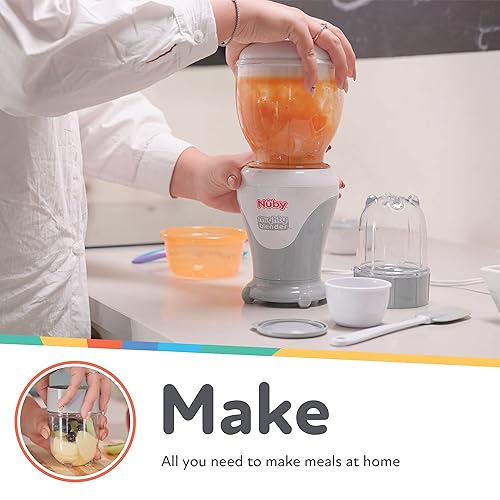 Miniatura 2 de Nuby Mighty Blender with Cook Book 22-Piece Baby Food Maker Set Cool Gray