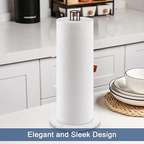 Miniatura 3 de NearMoon Soporte para toallas de papel, dispensador de toallas de papel de metal resistente con base de mármol, tamaño estándar o jumbo para