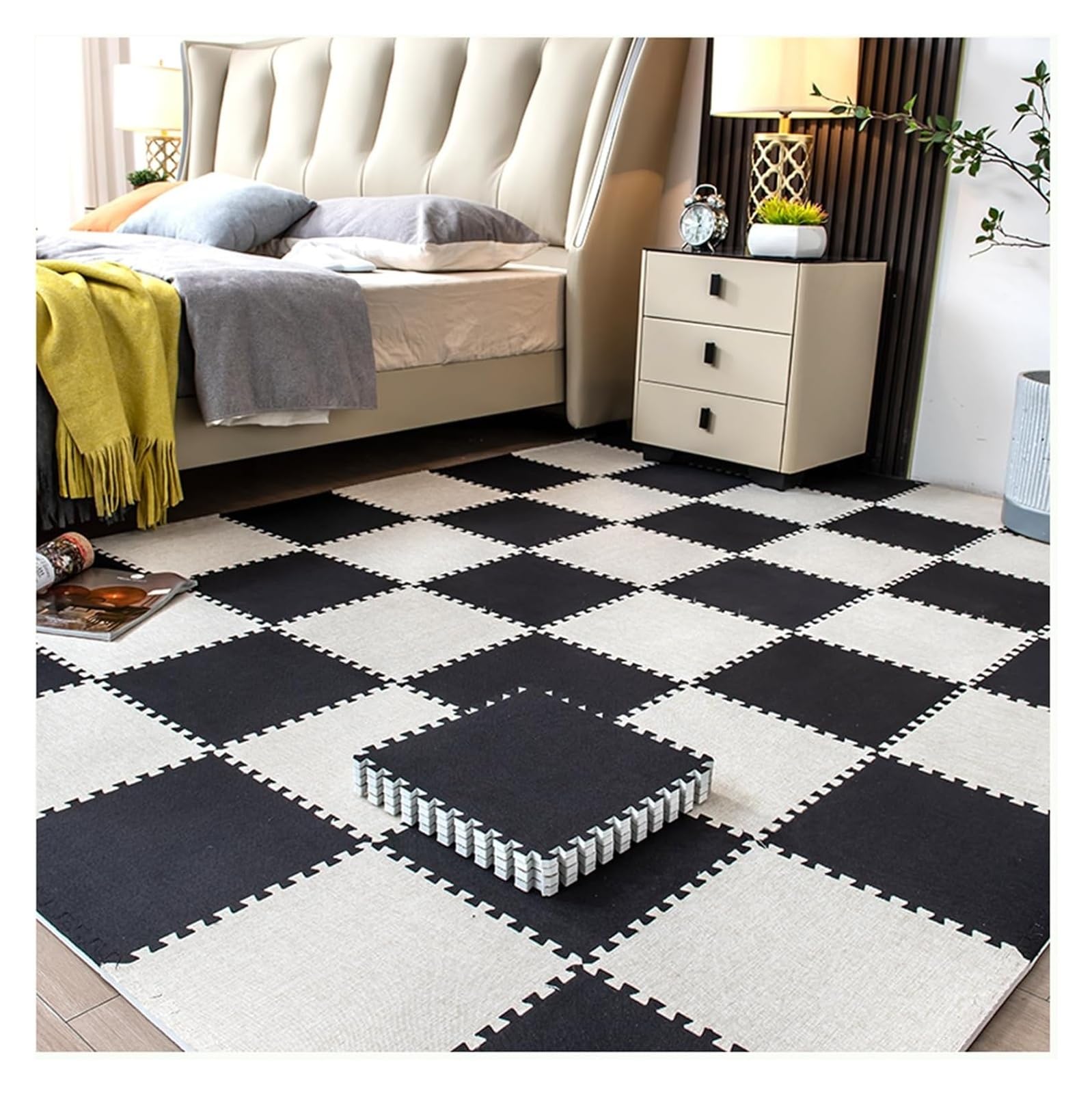 Alfombras de espuma puzzle para crear una zona de juegos infantil en el salón