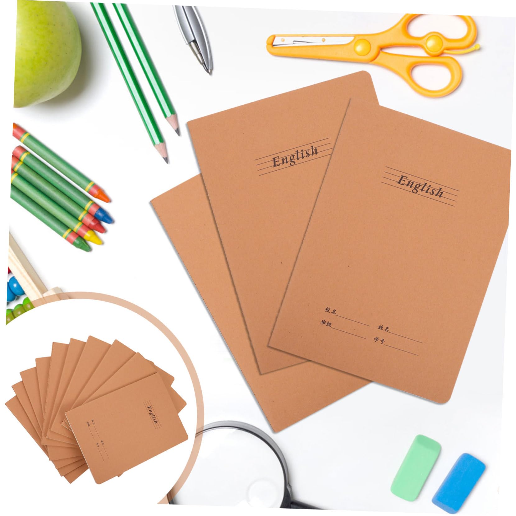 Cuadernos de Ejercicios de Inglés 10piezas de Papel para Estudiantes | Decoracion Colegio, Práctica de Escritura a Mano, Papelería para Estudiantes y Material Escolar
