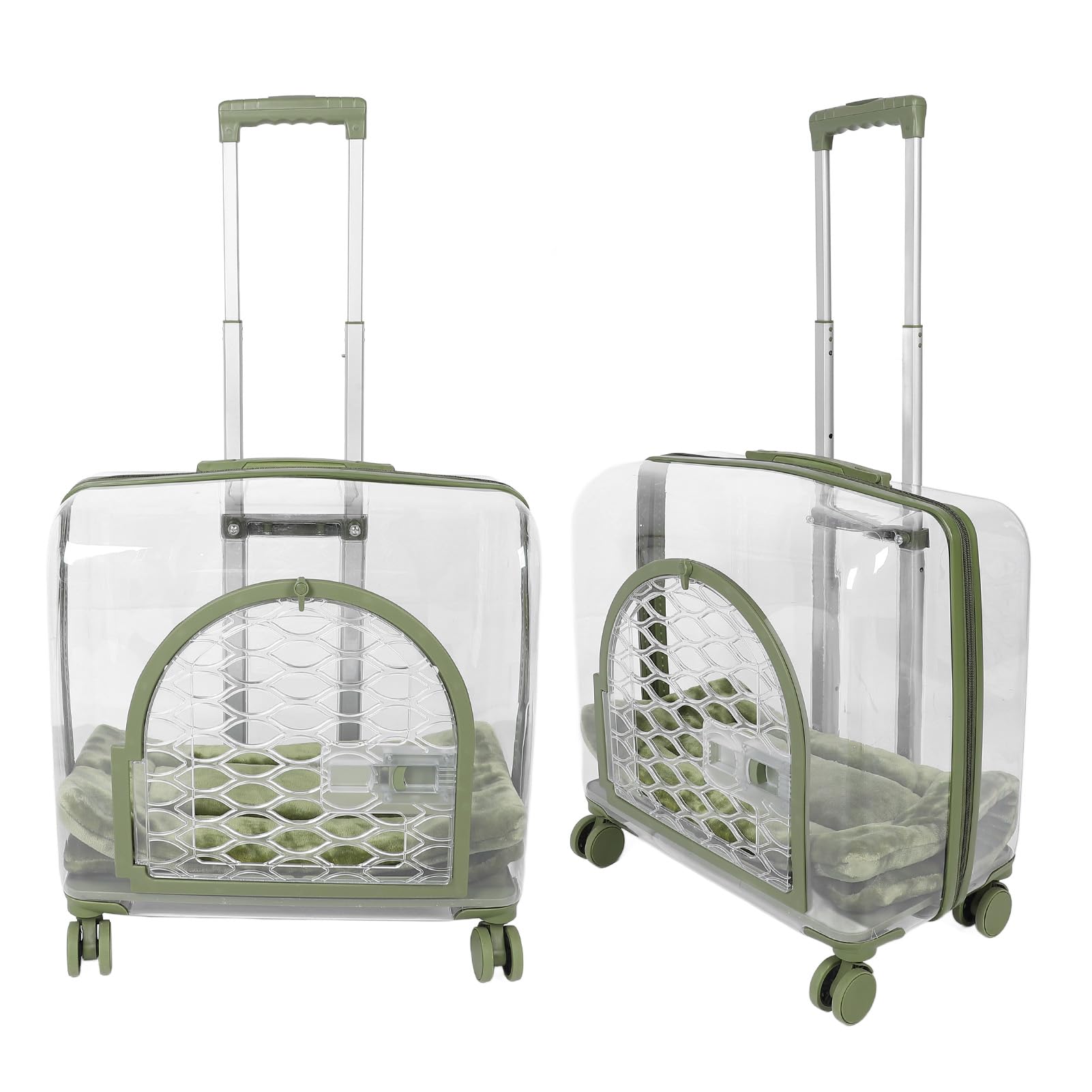 Trasportino Trasparente per Gatti, Trolley Trasparente Traspirante per Animali Domestici Con Manico Telescopico, Ruote E Coperta Bagaglio Rigido Portatile per Gatti per Cani
