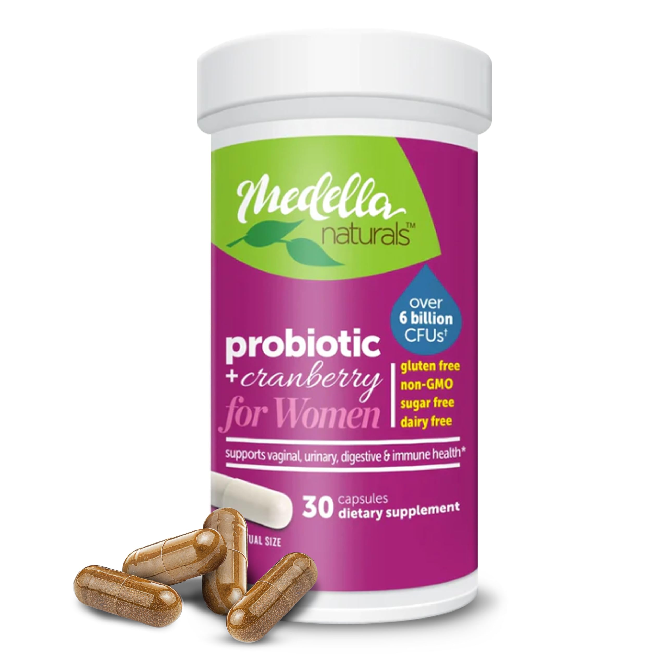 Women Probiotics w/ Prebiotics & Cranberry - Probiotics for Vaginigal Health, 6 Billion CFU, 4-Strain (Including Bifidobacterium Longum & Lactis) Prebiotic Probiotic for Vaginal Health