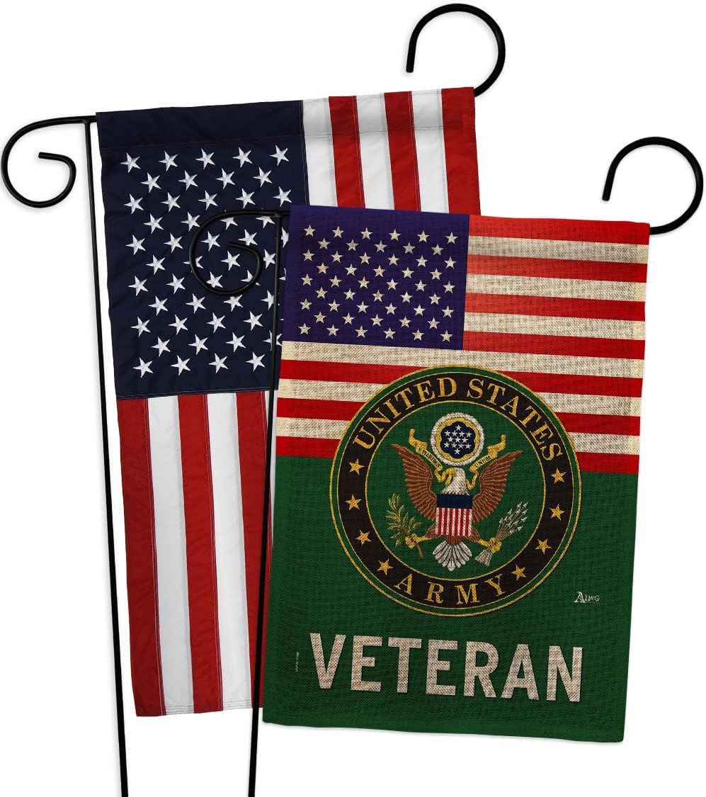 US Army Veteran Burlap Burlap Garden Flags Pack Armed Forces Rangers United State American Military Retire Official Support Our Troops Small Gift Yard House Banner Double-Sided Made In USA 13 X 18.5
