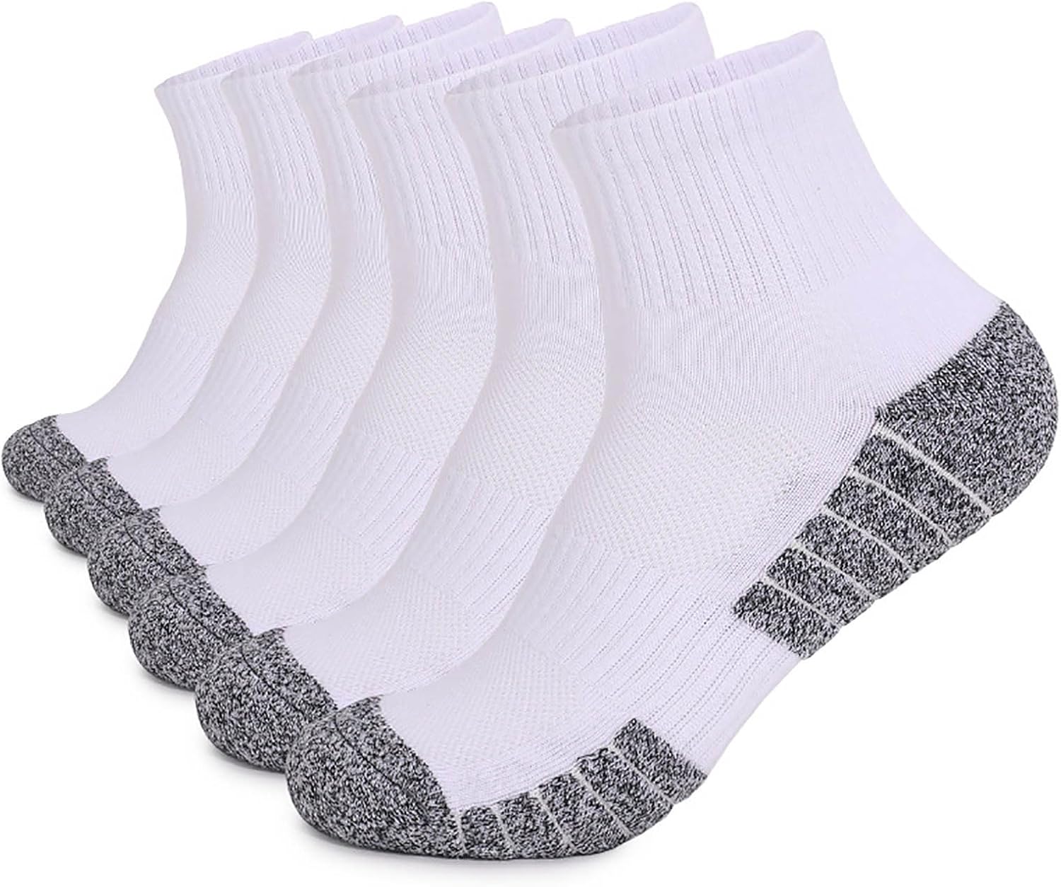 Men's Ankle Socks 6 Pairs Cushioned Heel and Toe for Training
