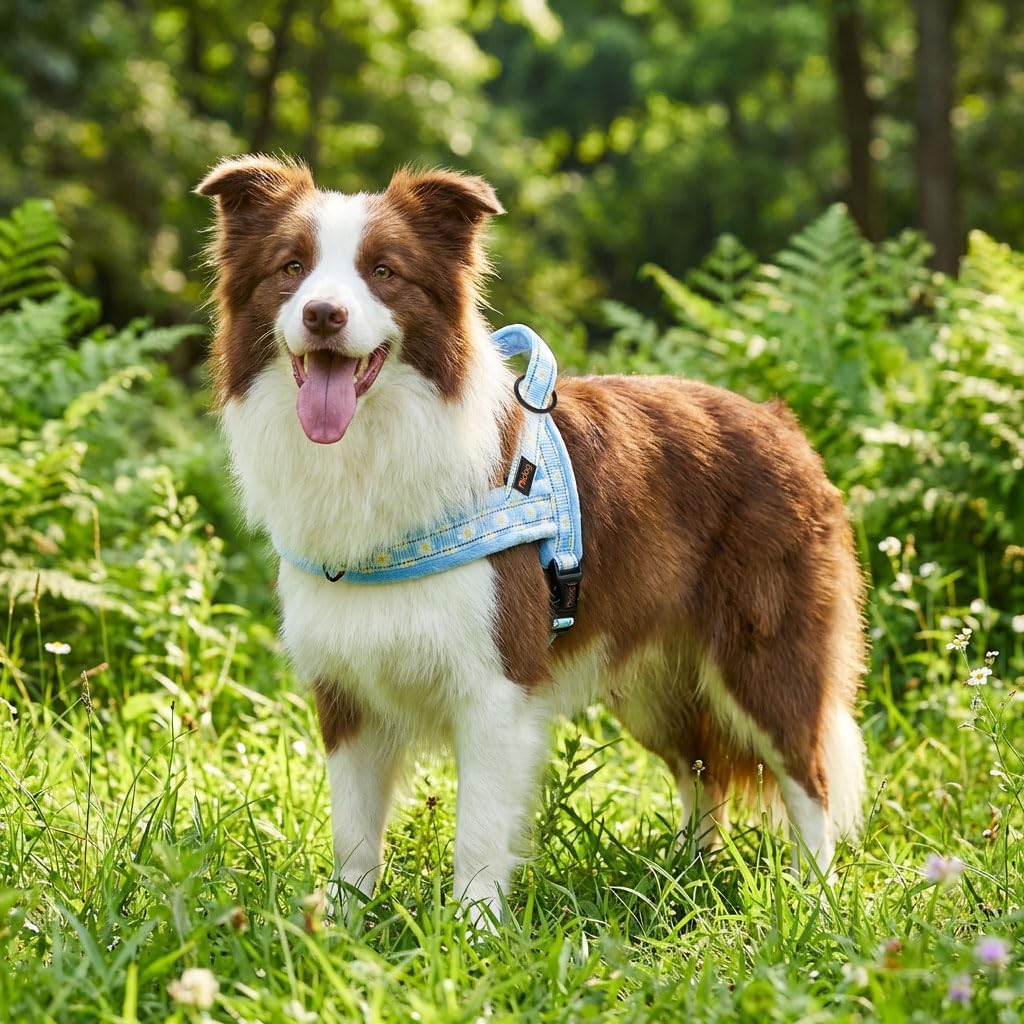 Didog No Pull Dog Harness with Soft Padded, Easy Walk Dog Harness with Quick Release Buckle, Adjustable & Reflective Pet Harness with Soft Padded for Medium Dogs (M:Chest 22-26", Blue)