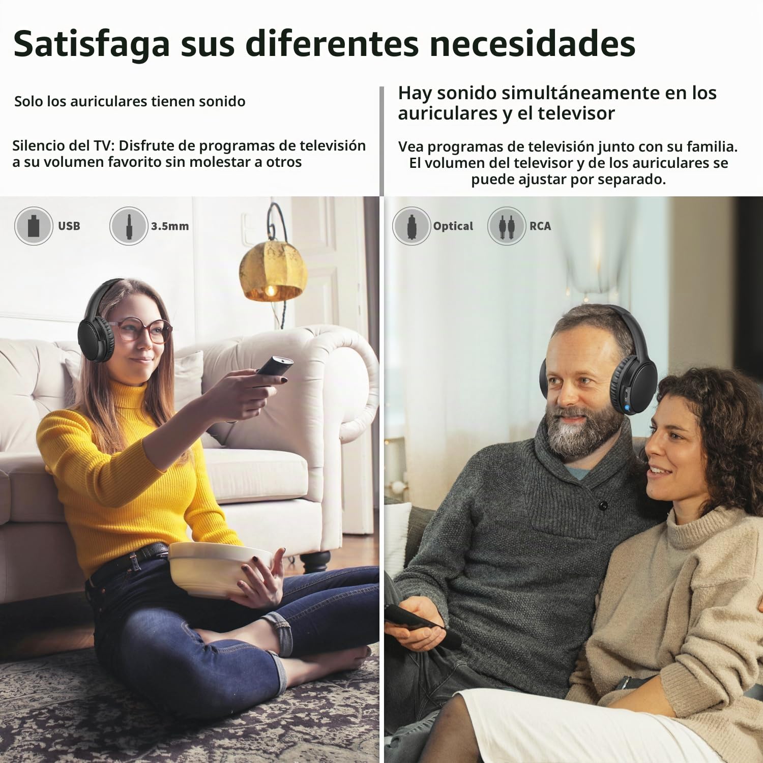 Holdsound Auriculares Inalambricos TV para Adultos Mayores, Plug and Play
