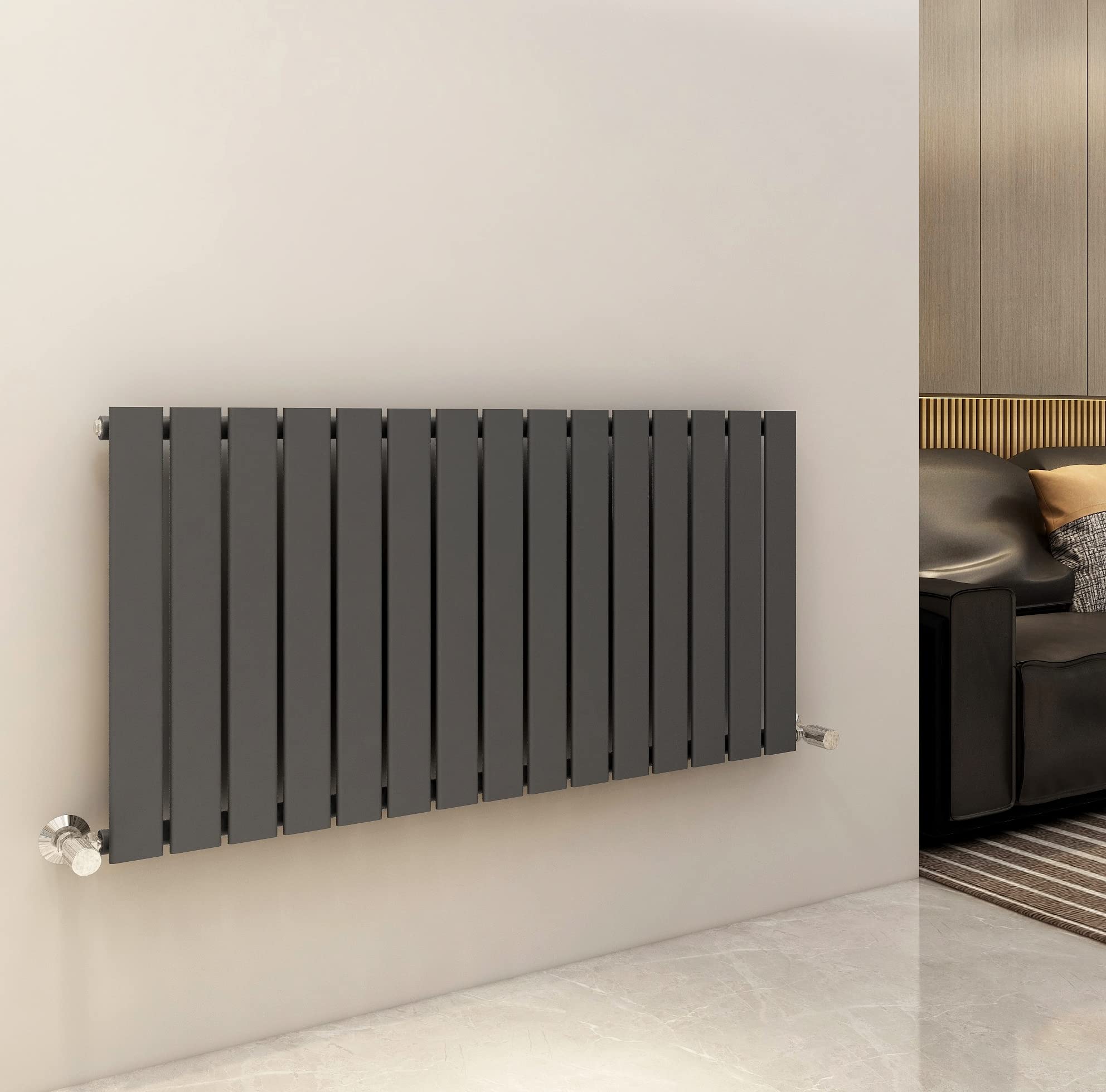 Single Flat Panel Vertical Column Radiator Anthracite 3270 BTU 600 x 1020mm