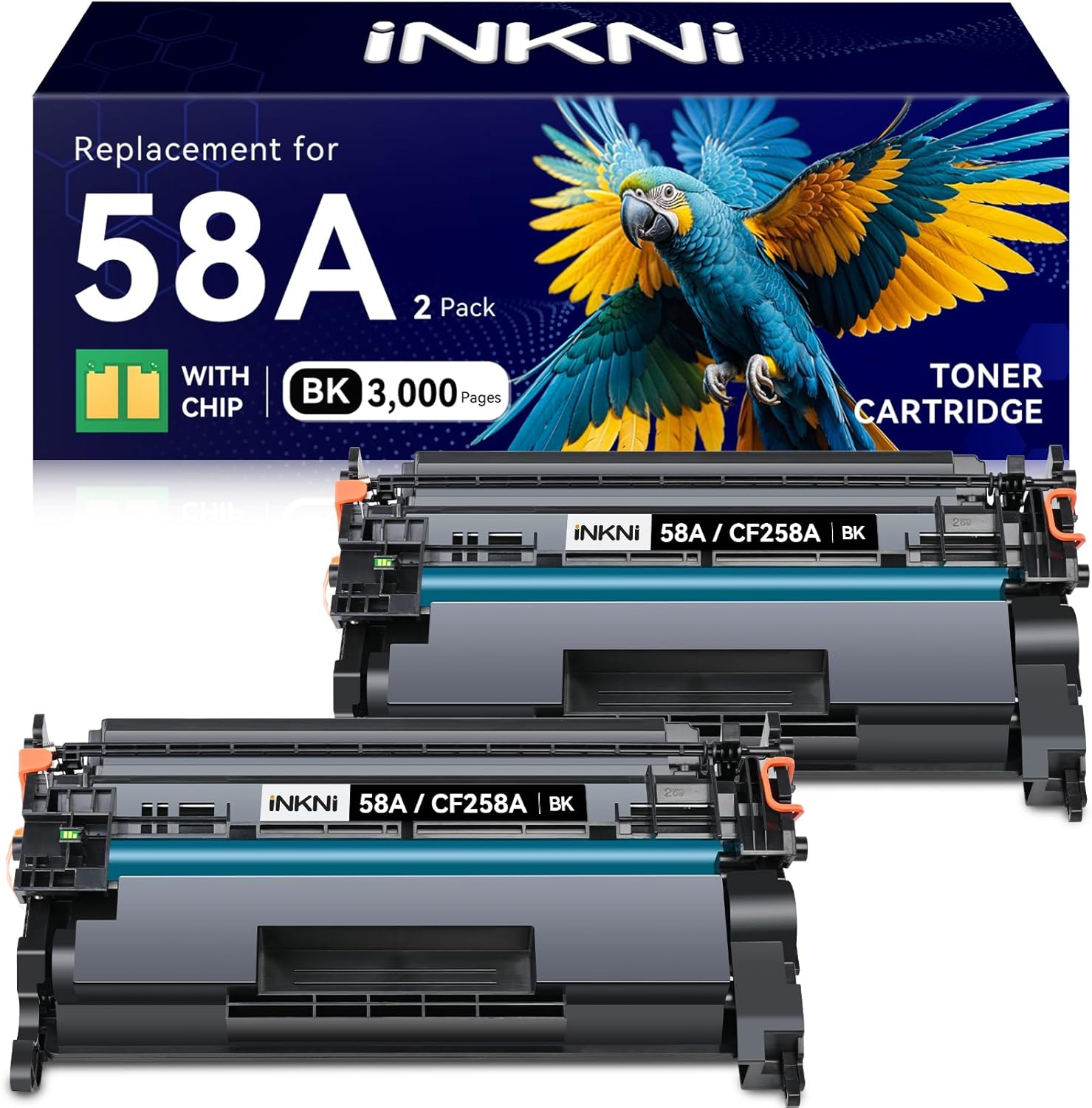 InkNI CF258A 58A Toner Cartridge Black (with Chip) Compatible Replacement for HP 58A 58X CF258A CF258X for LaserJet MFP M428fdw M428fdn M428dw M404 M428 Pro M404n M404dn M404dw Printer(2 Pack)