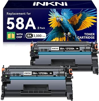 InkNI CF258A 58A Toner Cartridge Black with Chip Compatible Replacement for HP 58A 58X CF258A CF258X for LaserJet MFP M428fdw M428fdn M428dw M404 M428 Pro M404n M404dn M404dw Printer2 Pack