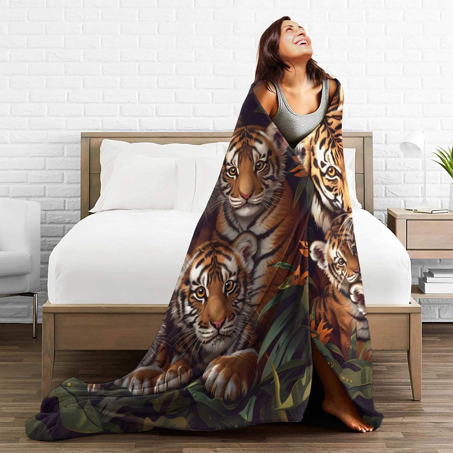 Tiger Blanket Forest Bady Tiger Decor Animal Throw Blanket Gifts for Girls Boys Tiger Lover Winter Couch Bedding Warm Soft Plush Lightweight Fleece Flannel Blanket for Kids Adults Men Women 50"X40" - Image 6