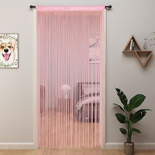Miniatura 1 de YIIBAII Cortinas de cuentas con cuentas para puertas, cristales adecuados para decoración de interiores y divisiones, cortinas hippy de armario