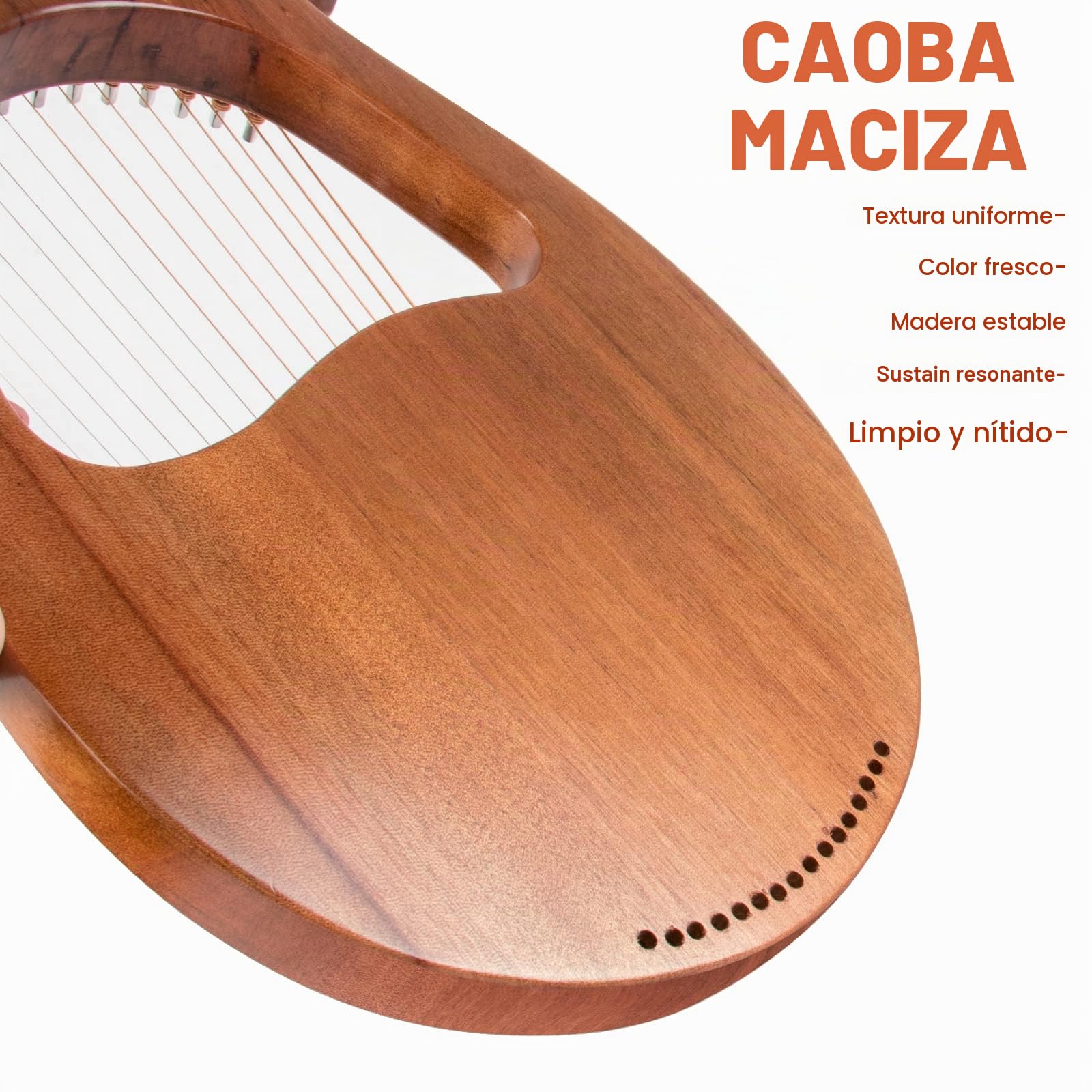 AKLOT Arpa lira Sillín de hueso de 16 cuerdas de metal Okoume Lye Harp con llave de afinación Pick UP y funda negra