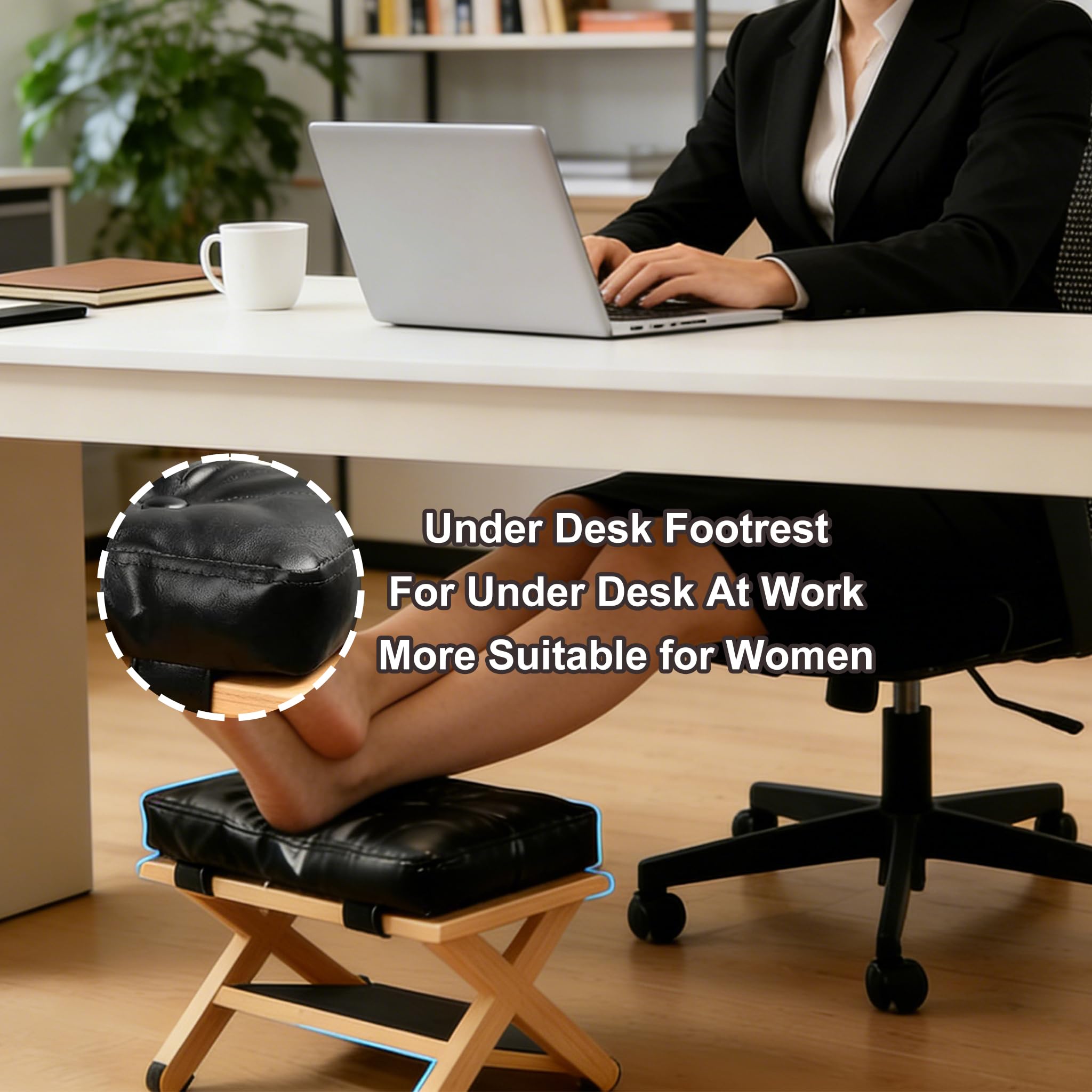 Sgabello Poggiapiedi Ergonomico A Due Livelli Inclinato in Legno Formato Compatto E Resistente Ufficio Casa Appartamento Poggiapiedi da ScrivaniaBlack,13 * 9.1 * 10.06 inch