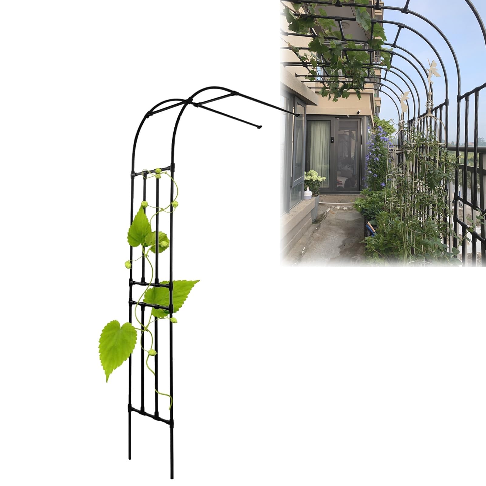 Grande arche de jardin en métal de 60 à 240 cm avec treillis de roses