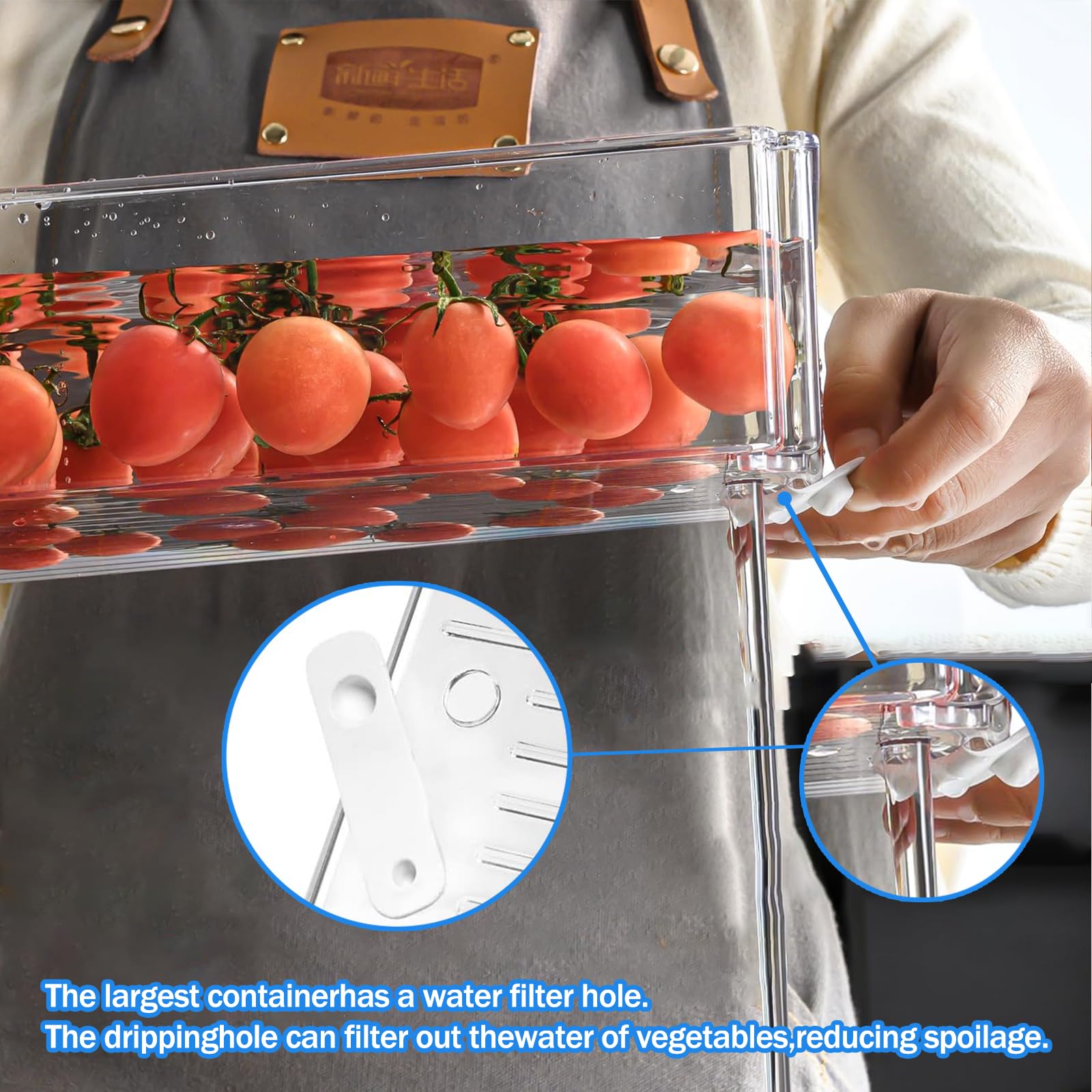 Kühlschrank-Organizer und Aufbewahrungsbehälter, transparent, BPA-frei, mit Deckel, stapelbare Lebensmittelbehälter für Obst, Gemüse, Snacks, Getränke, 10 Stück (1 groß + 3 mittel + 6 klein)