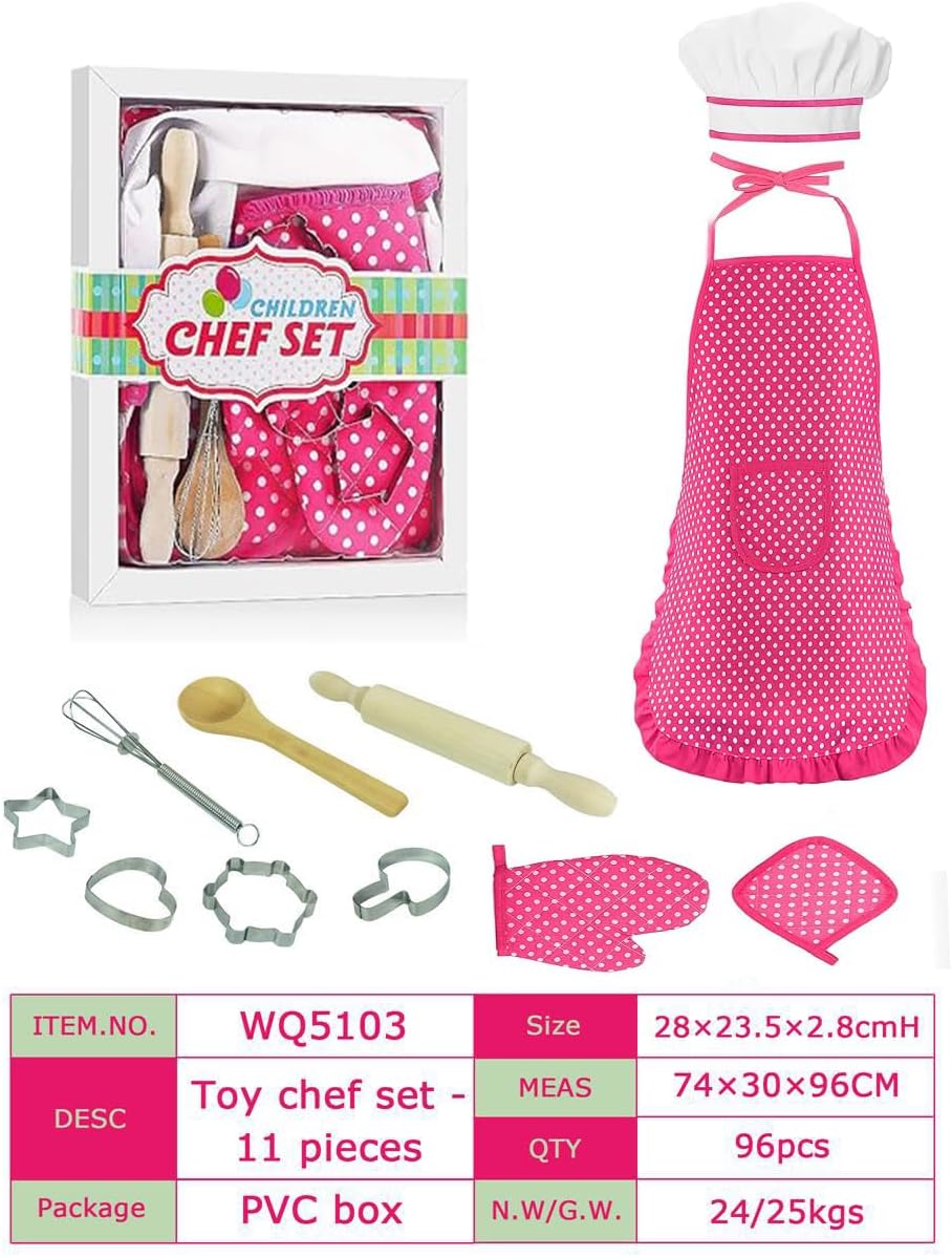Kids Baking Sets for Girls ,Chef Costume Kids and Ttoddler Apron for Girls,Kid Apron and Chef Hat Set,Popular Gifts for 2-8 Year Old ,Stocking Stuffers - Image 7