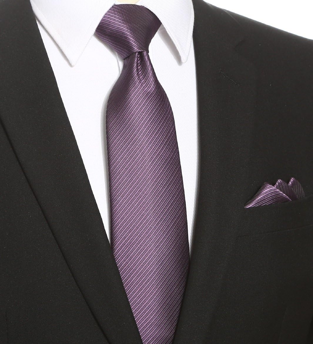 KissTies Mens Solid Tie Striped Classic Formal Necktie + Gift Box - Image 3