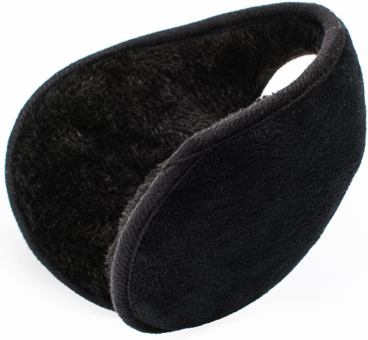 QXQY Earmuffs Unisex Classic Foldable Fleece Winter Outdoor Ear Warmer, Black