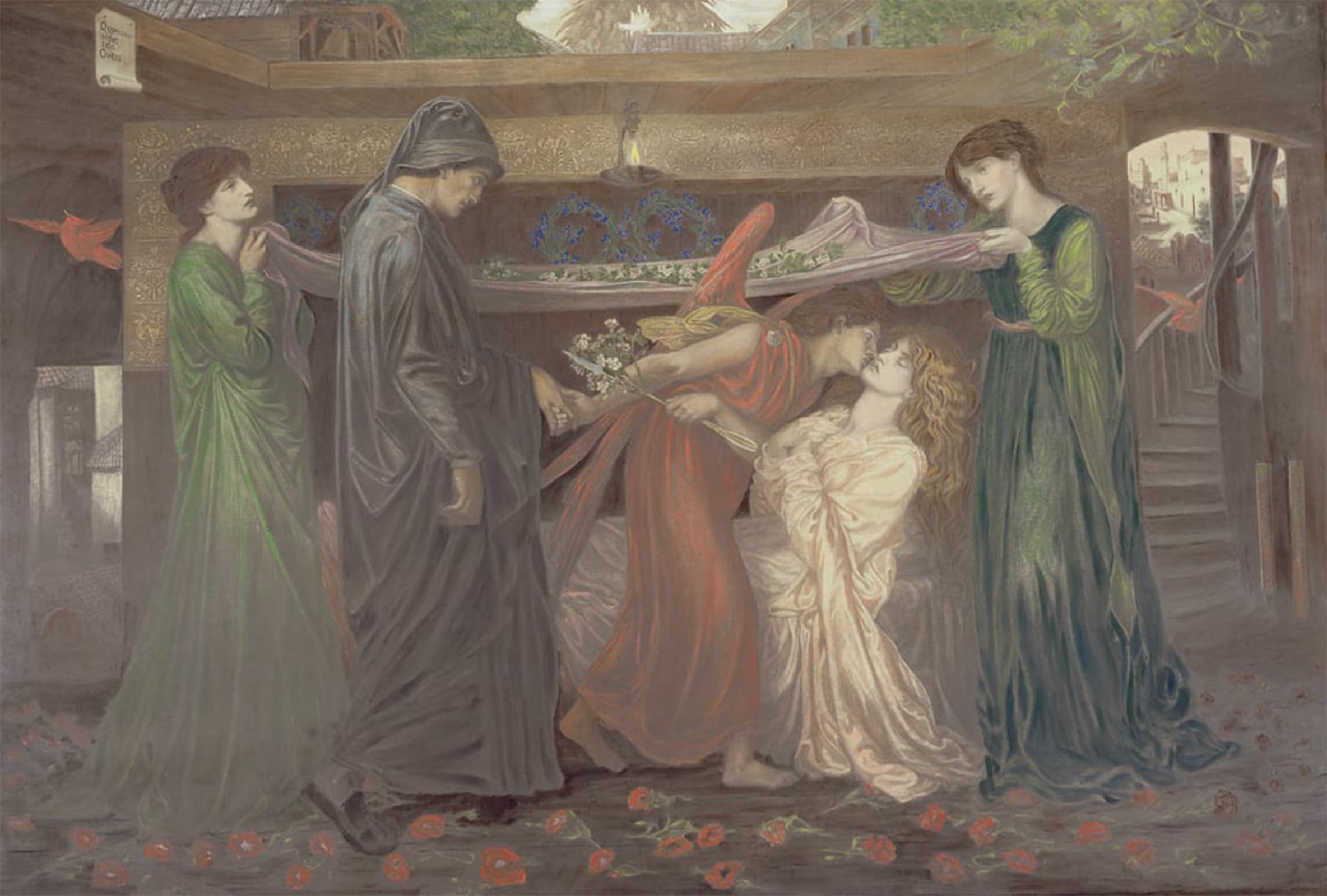 ARTXLXXBN Famous Painting Canvas Artwork Graffiti Print Dante's Dream the Death of Beatrice by Dante Gabriel Charles Rossetti Portrait Canvas Image for Home Decor 60x90cm