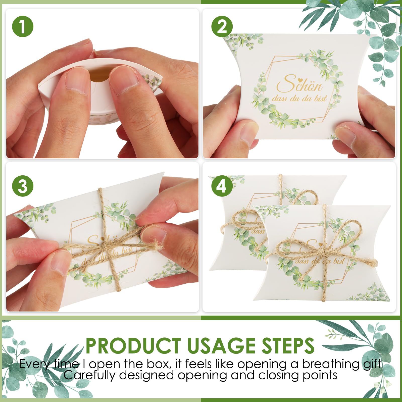 Boîtes Dragées Mariage Lot De 50 - Oreiller Papier Avec Ruban Or Pour Baptême/Communion