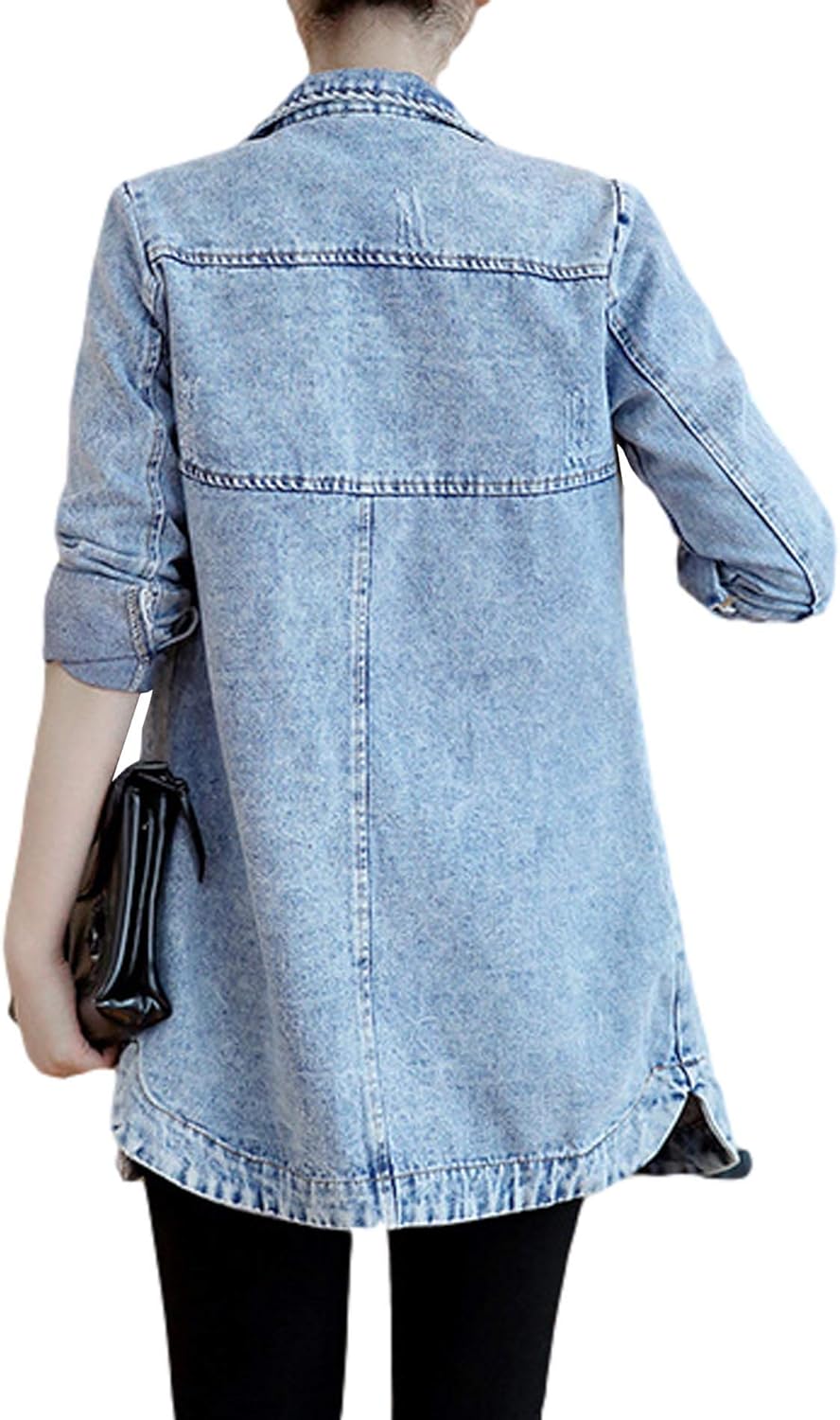 SOMTHRON Women's Distressed Denim Jeans Outfits Coat Spring Fall Retro Jeans Long Outerwear Denim Jacket - Image 2