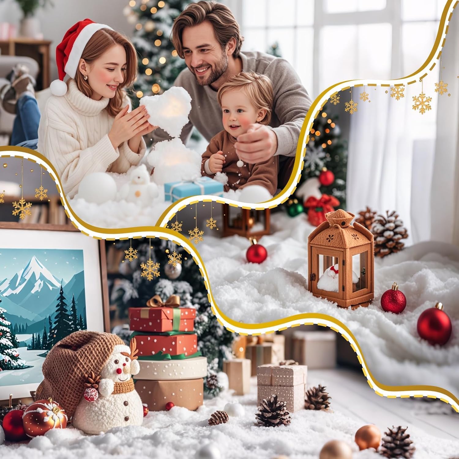 Christmas Snow Blanket Roll (1.64x2 Ft,1 Pcs) for Christmas Decoration,Thick White Soft and Artificial Snow Blankets for Christmas Decor, Holiday Tree Decor and Winter Displays (5)