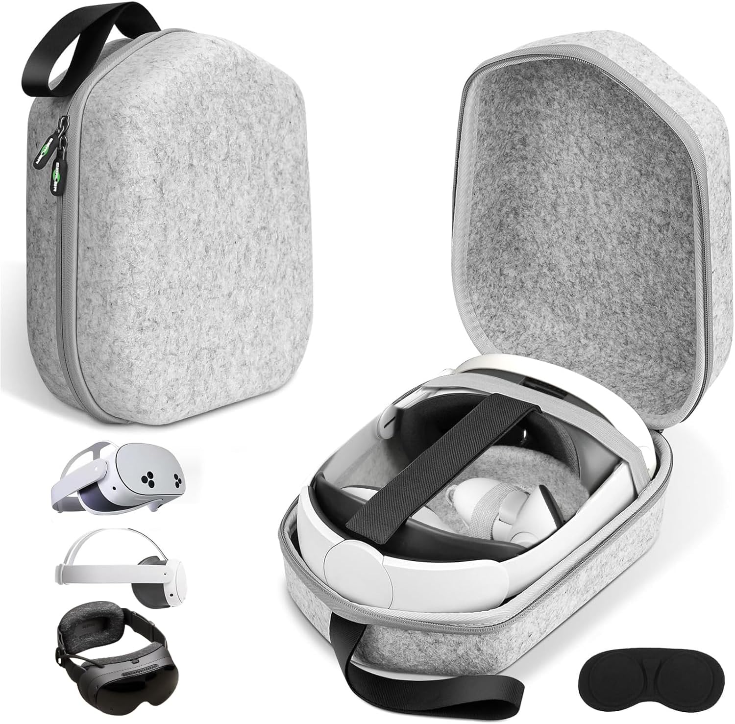 VR Carrying Case for Meta Quest 3S/3/2, Steam Fream, Original Strap | Odor-Free Felt Hard Shell for Quest and Apple Vision Pro, with Secure Straps and Lens Protector Cover