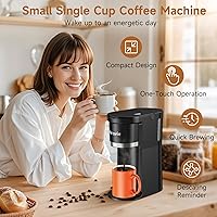 Vista 7 de Small Single Serve Coffee Maker, Fast Brew One Cup Coffee Machine for K Cup and Grounds, 6 to 12 oz. Brew Sizes, Capsule Coffee Machine with