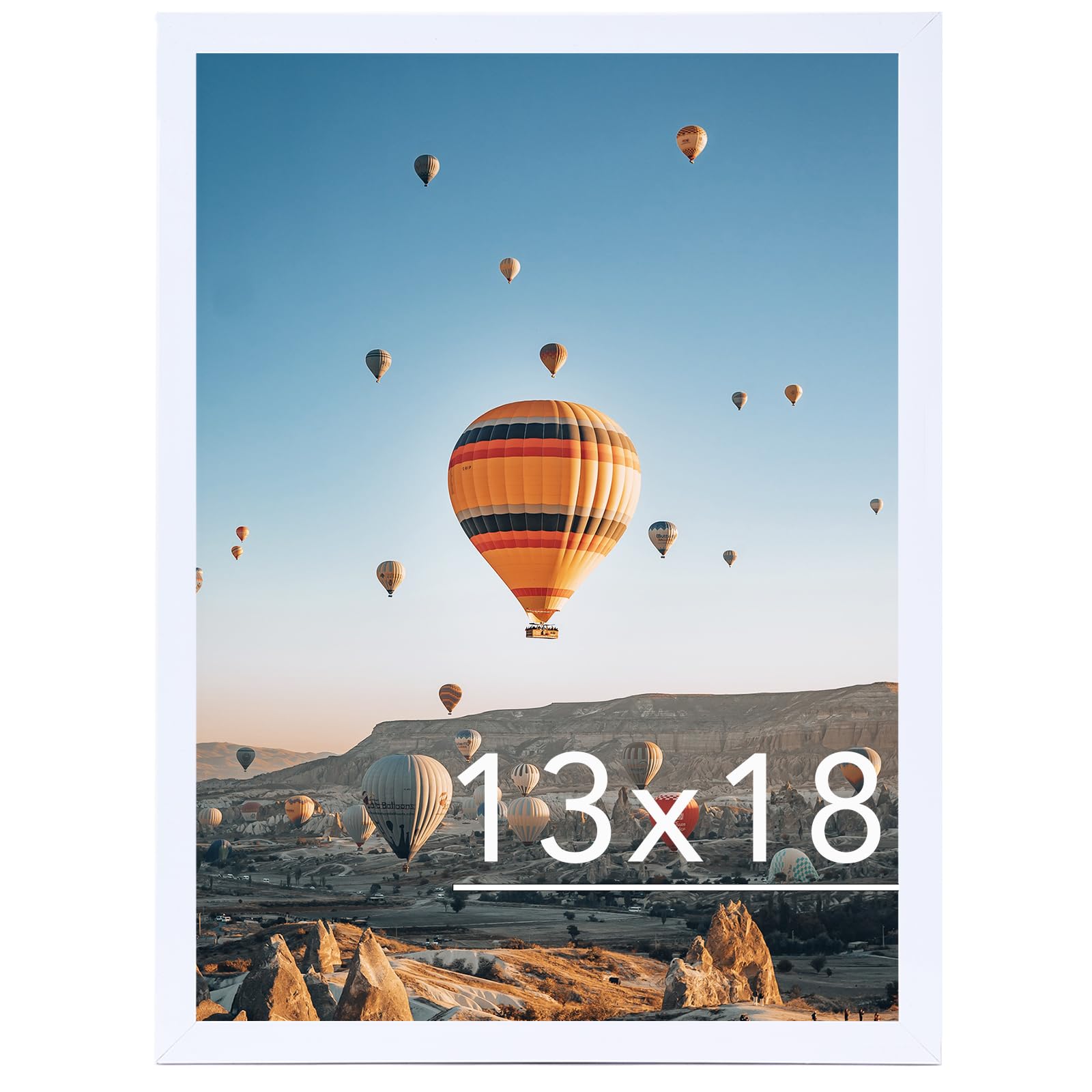 JCJMY 13x18 Picture Frame White for Photo and Poster, Horizontal and Vertical Formats for Wall Hanging, 13 x 18 Wall Gallery Frame