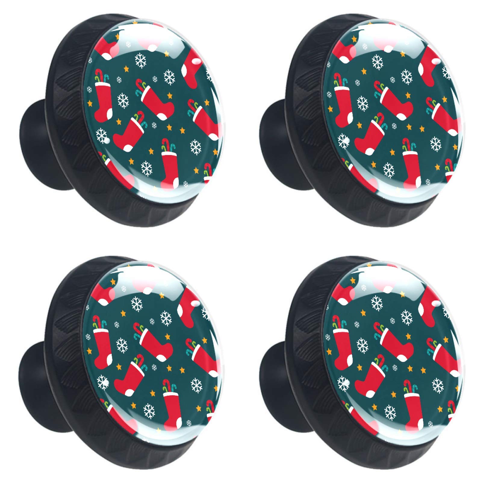 Boutons de tiroir en verre rouge de qualité pour buffet et cuisine festive de Noël