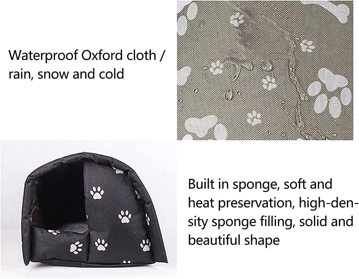 Outdoor Feral Cat House - Weatherproof Stray Cats Shelter, Foldable Thicken Warm Cat Tent Pet Cave for Winter, Outside Pet Nest for Feral Cat Dog Wild Animal (XL-16.5''x23.6''x16.1'', Black)