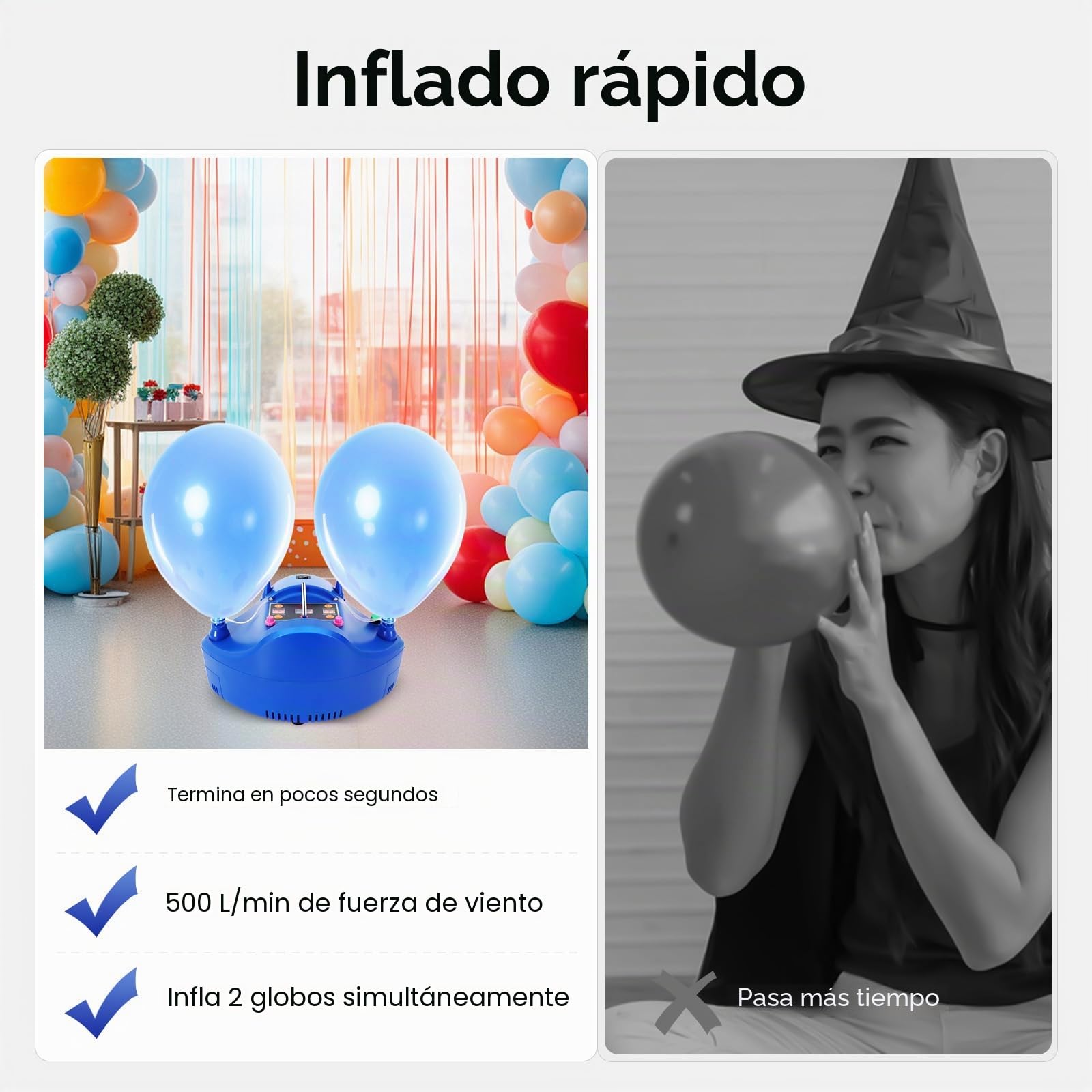 Bomba de globo eléctrica de 1200 W, bomba de globo portátil, soplador automático, bomba de globo con doble boquilla soplador inflable