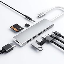 USB C HUB لجهاز iPad Pro 9 في 1 محول iPad Pro M4 M2 M1 13 12.9 11 بوصة iPad Air 5 4 محطة إرساء مع 4K HDMI و USB-C PD و SD/قارئ بطاقة TF ، USB 3.0 ، مقبس سماعة رأس 3.5 مم ، بيانات النوع C ، iPad Mini 6