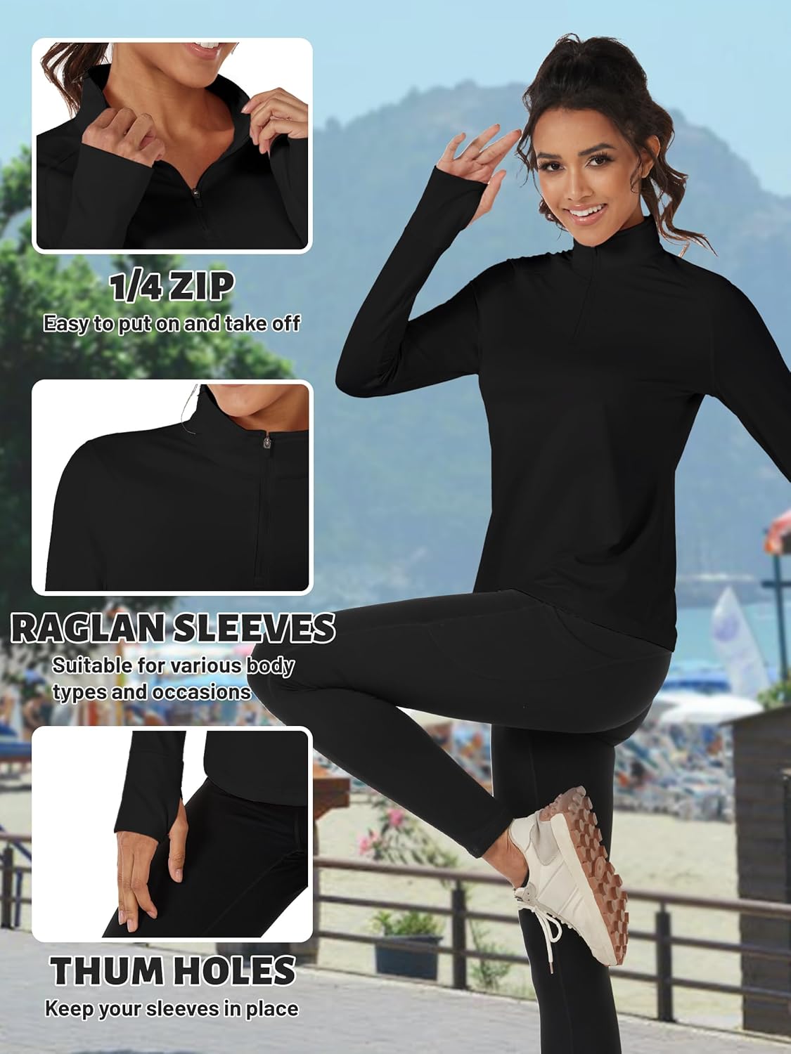 TACVASEN Women's Fleece Pullover Quarter Zip Sweatshirt Thermal Shirts Long Sleeve Athletic Tops - Image 4