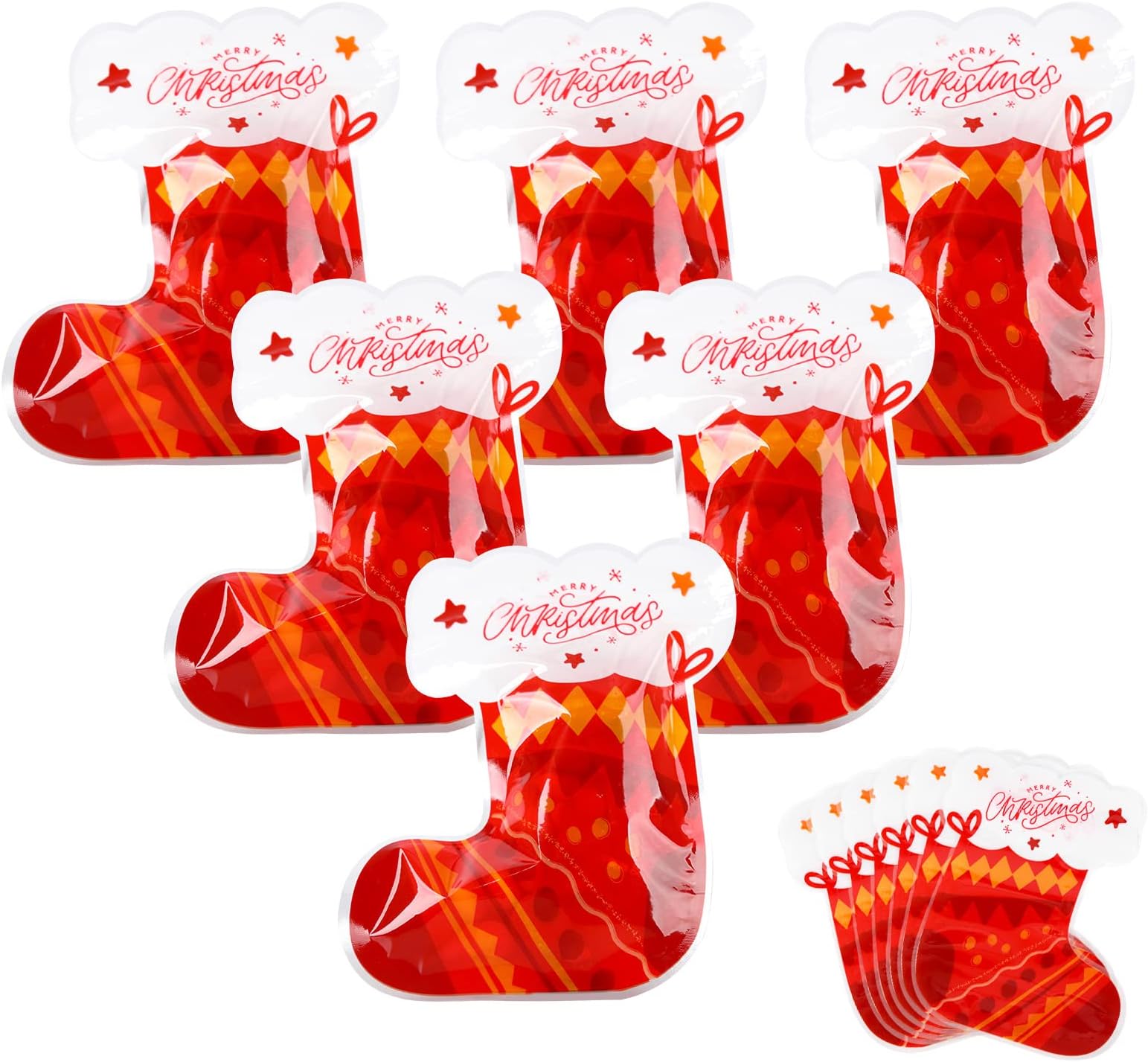 Gukasxi 50Pcs Resealable Christmas Stocking Gift Bag Small Plastic Treat Bags Christmas Candy Bags Seal Bag Christmas Wedding Birthday Party Favor Bags