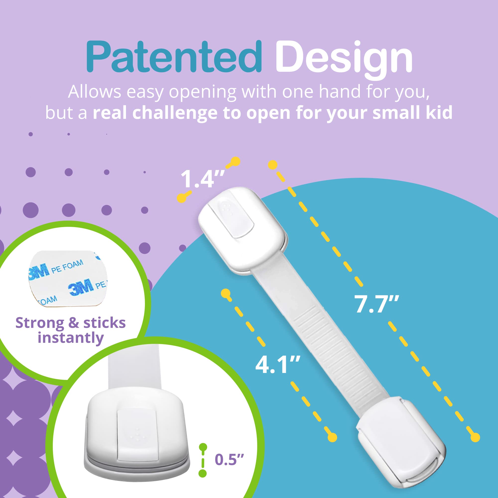 WONDERKID - Cerraduras de Seguridad para niños Reutilizables y Ajustables cerraduras para armarios a Prueba de bebés, Puertas y electrodomésticos
