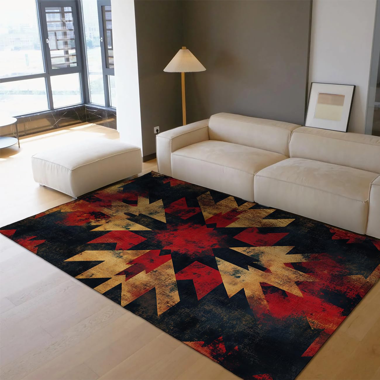 Tapis de style natif 120x180cm grand tapis d'intérieur géométrique tribal