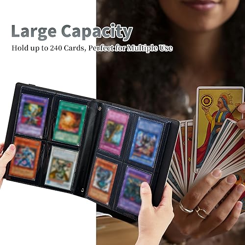 Miniatura 3 de Carpeta de tarjetas de libélula luna, 4 bolsillos para álbum de tarjetas intercambiables, carga lateral, 240 bolsillos de poliuretano de alta