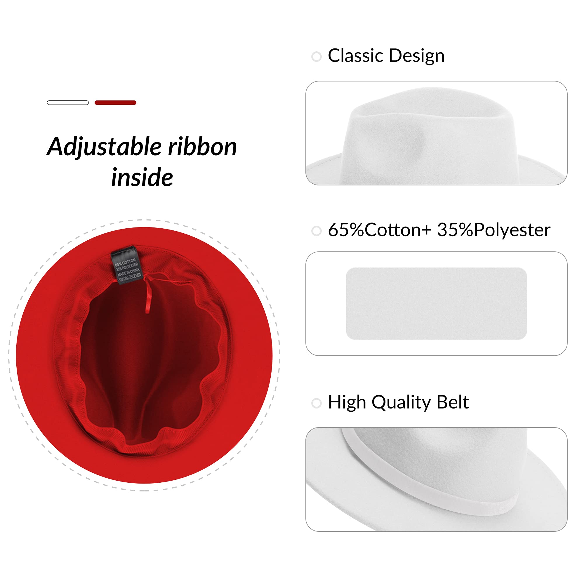 XINBONG Wide Brim Fedora Hats for Men Mujer
