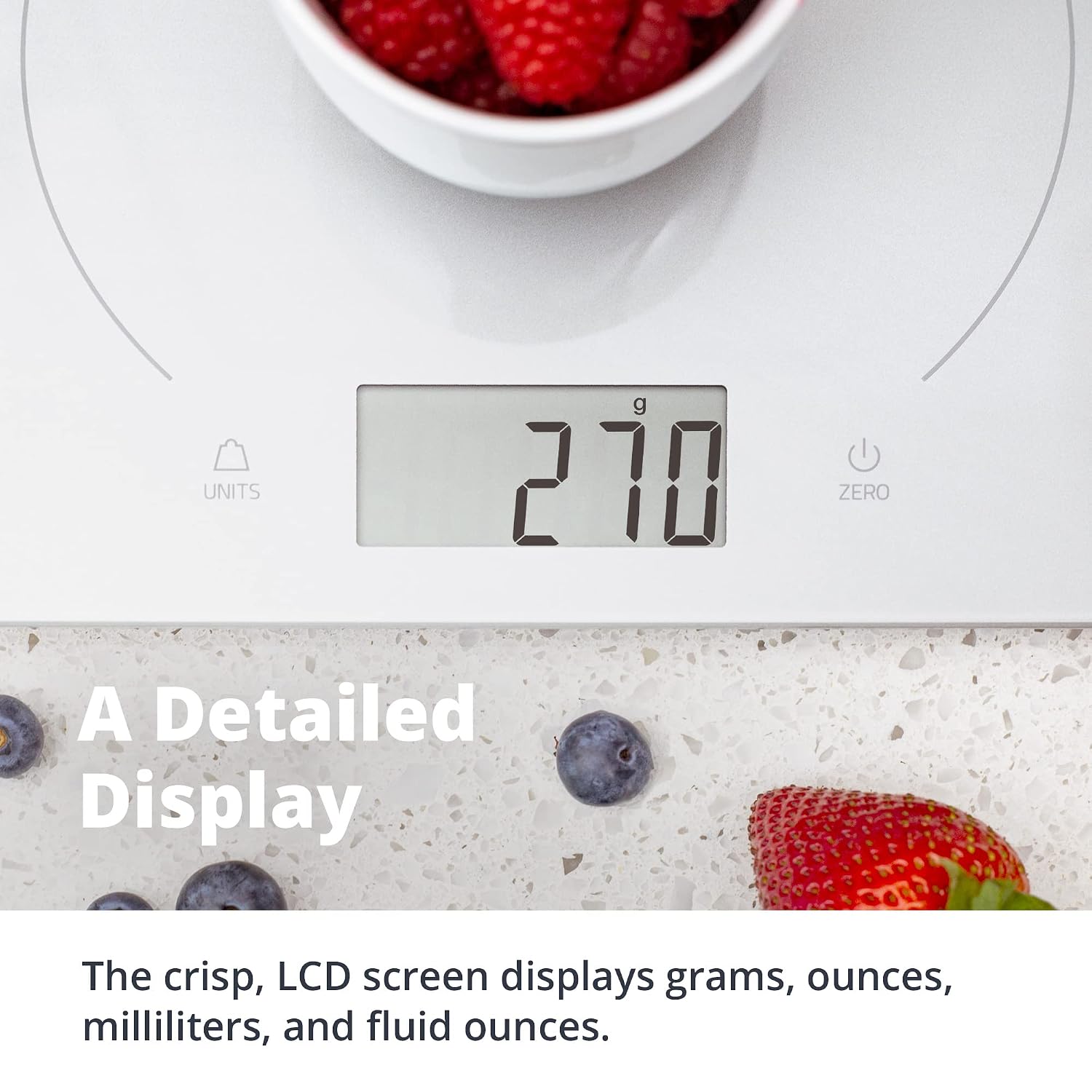 Greater Goods Digital Kitchen Food Scale - Ideal for Cooking, Baking, Meat and Meal Prep, Designed in St. Louis, Silver