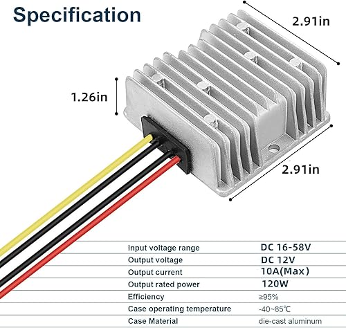 Miniatura 2 de Carrito de golf de 10 A, 120 W, 18 V, 20 V, 24 V, 36 V, 48 V, reductor de voltaje, reductor de voltaje, transformador impermeable (entradas CC