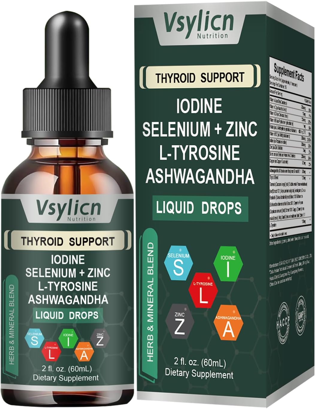 Thyroid Support Supplement for Women and Men – Energy & Focus Formula – Vegetarian & Non-GMO – Iodine, Vitamin B12 Complex, Zinc, Ashwagandha, Selenium, Copper, Coleus Forskohlii, & More – 60ml
