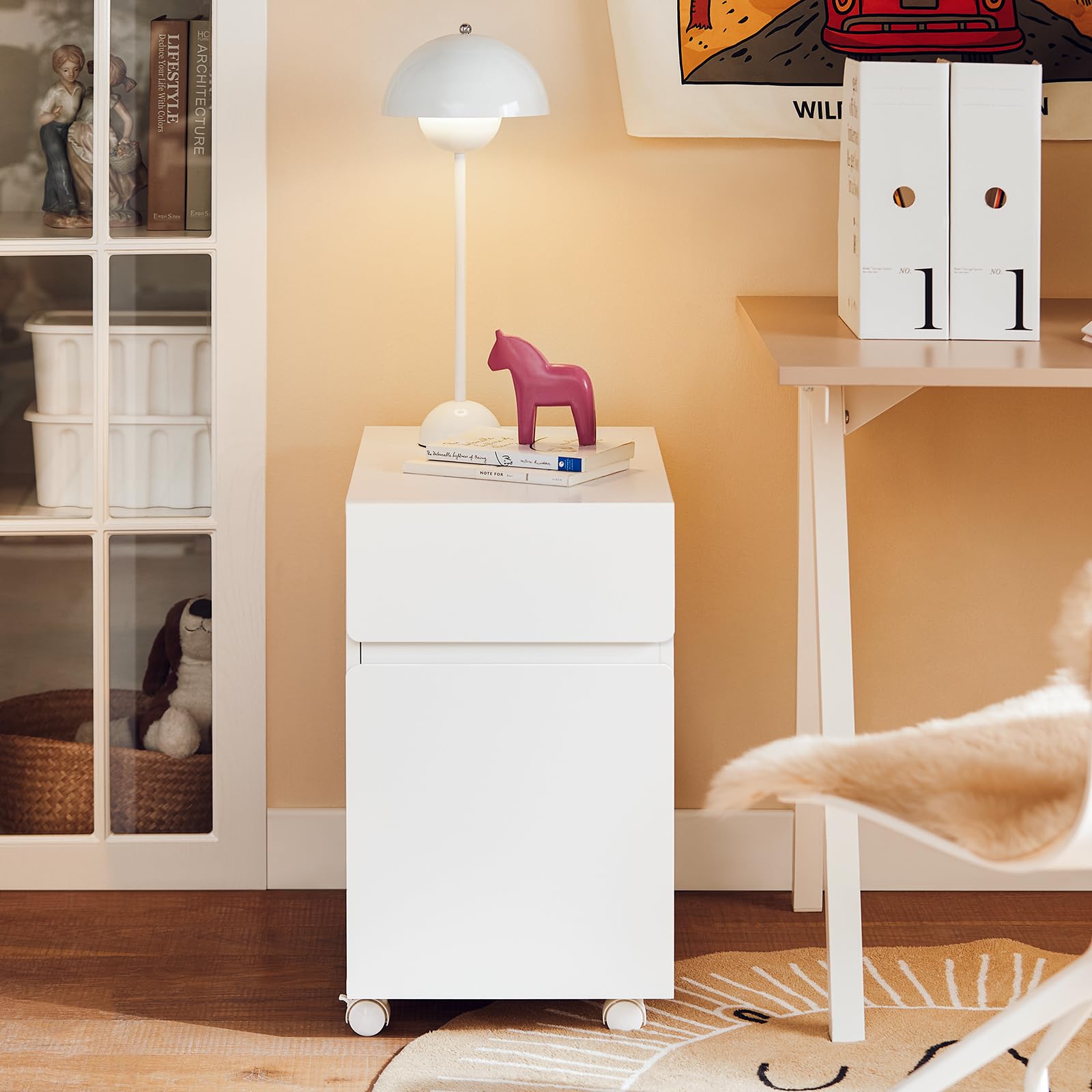 SoBuy Carrello Portaoggetti Supporto multifunzione per stampante e classificatore Armadio da ufficio Bianco 58x35x59cm ASK05-W