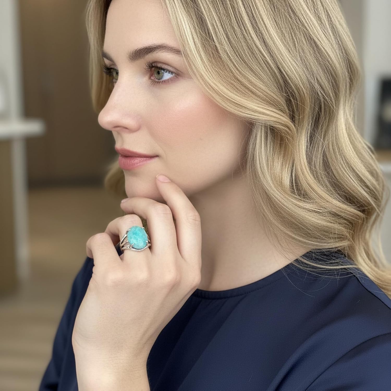 Amethyst Rings, Natural Oval Shape Gemstone Birthstone Rings Spiritual Jewelry, Healing Reiki Purple Crystal Rings for Women - Image 3