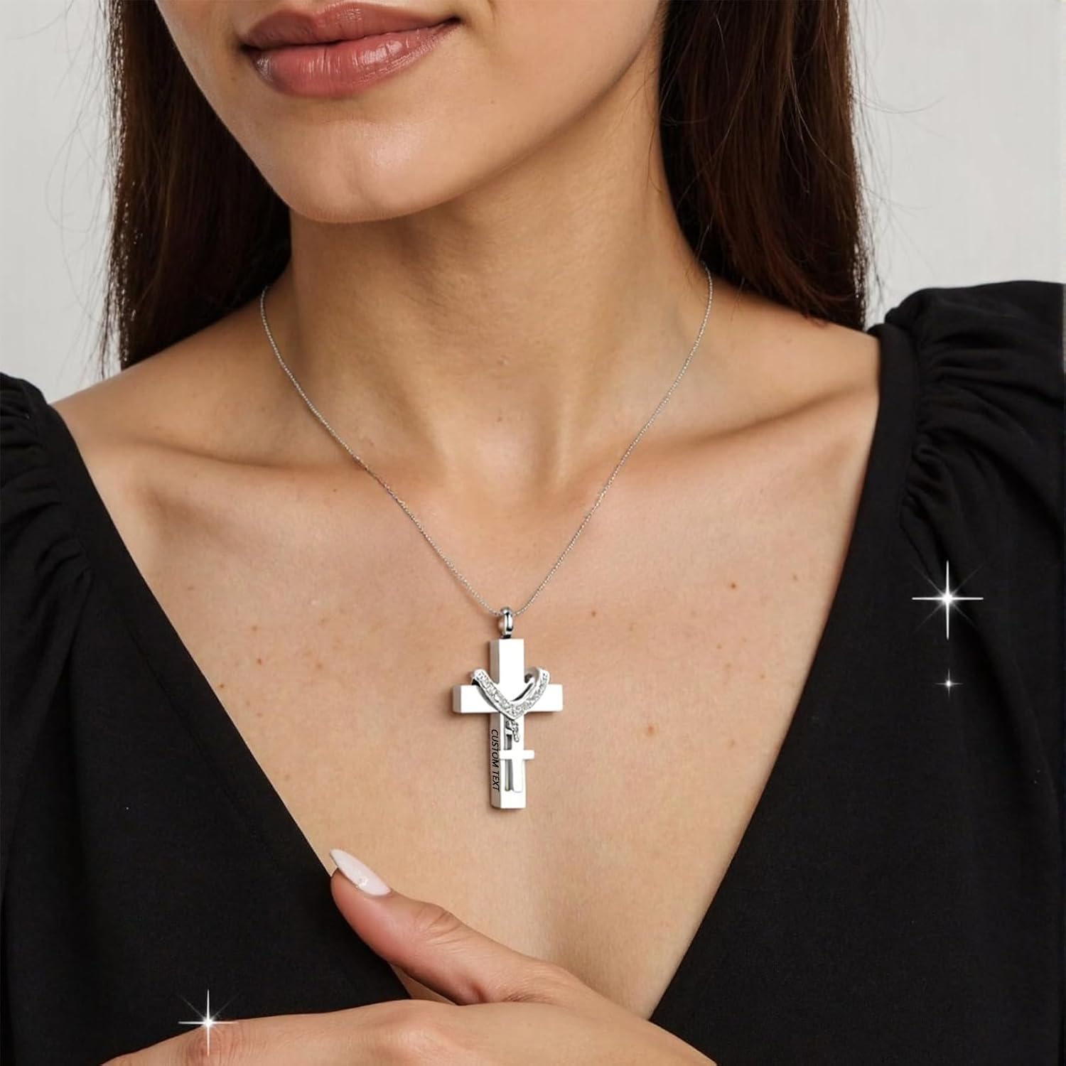 Personalized Urn Necklace for Ashes – Cross & Heart Memorial Pendant Keepsake – Custom Engraved Cremation Jewelry for Human Ashes – Sympathy Gift for Women & Men