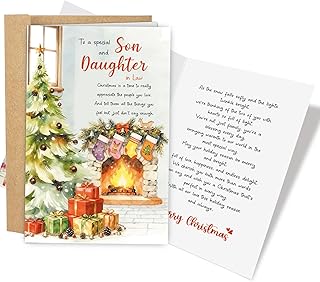 Heartfelt Christmas Card for Son and Daughter in Law, Son and Daughter in Law Christmas Card from Dad Mom, Merry Xmas Cards Gift from Family